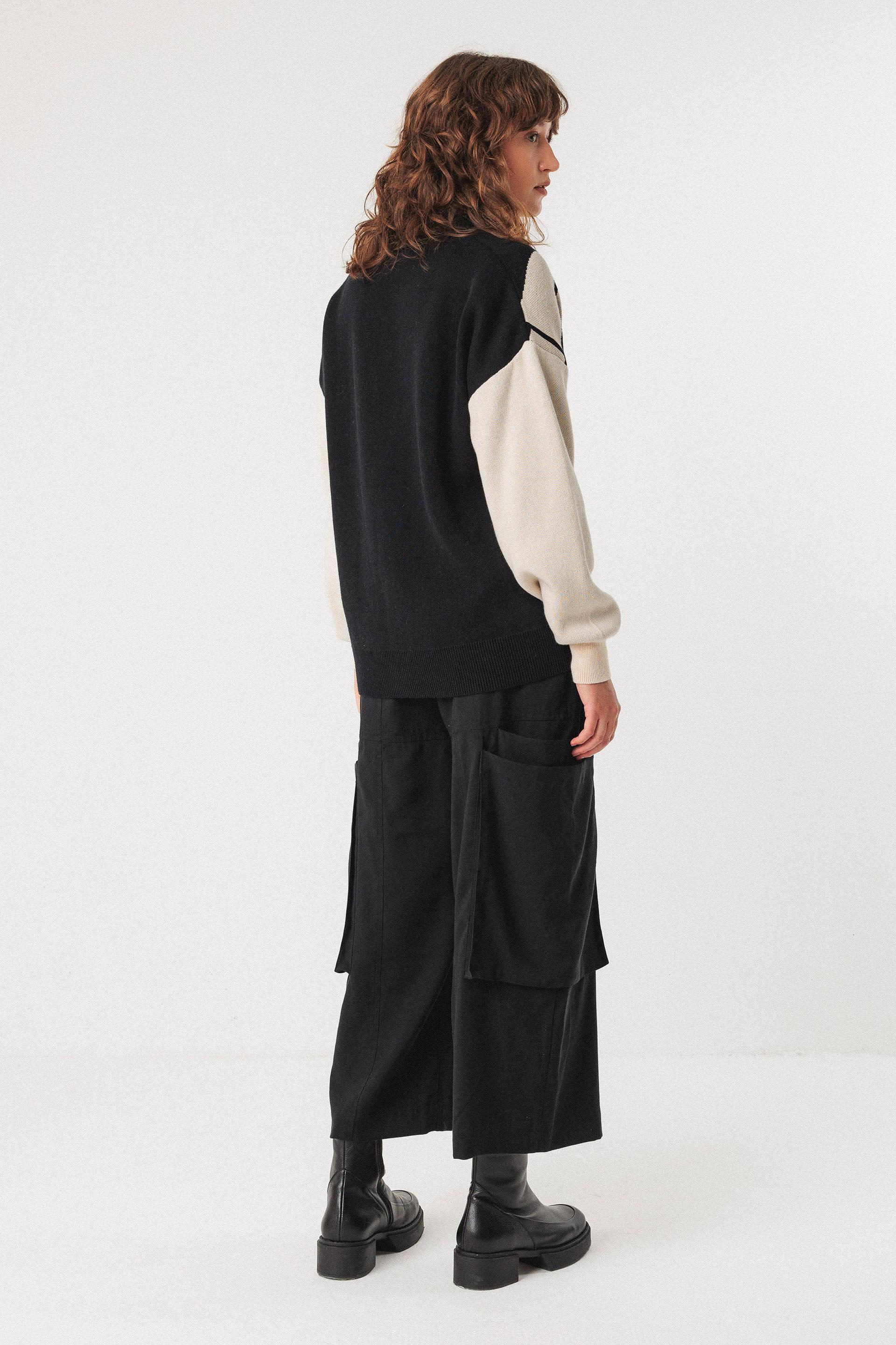 SKFK Batirtze Sweater Damen Jacquard Cardigan schwarz weiß